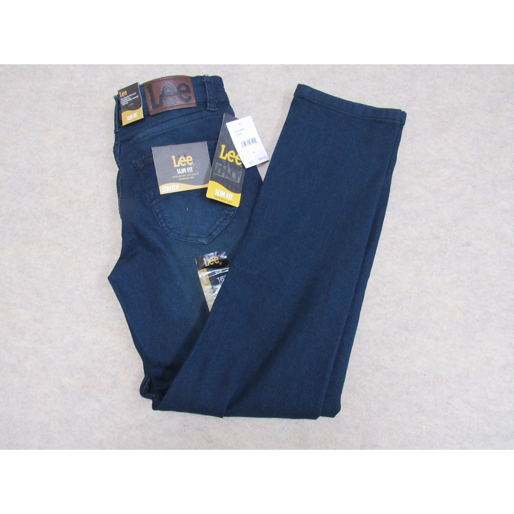 Lee Boys Slim Fit Tapered Leg Jeans Dark Wash Stretch Denim Size 16 Regular